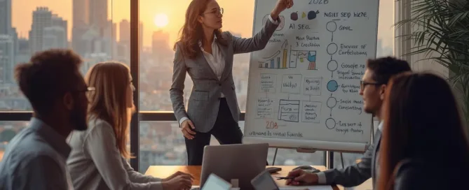 A group of Startup Founders discussing their marketing approach.